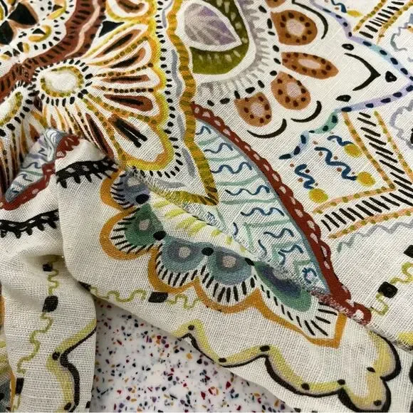 Zara Linen Blend Abstract Paisley Mini Flare Trouser Pant Women’s Size XL - Picture 11 of 14